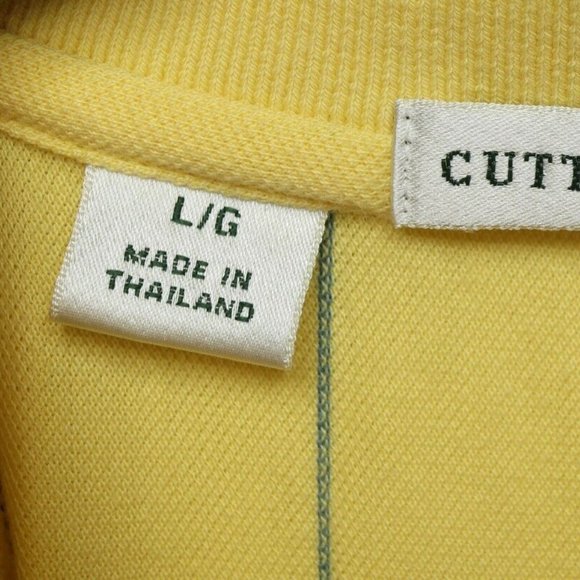 CUTTER‎ & BUCK YELLOW/BLUE STRIPED POLO SHIRT LARGE - Picture 3 of 6